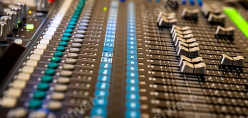 Preview: audio mixer in the studio for mixing audio from different musical instruments and voice