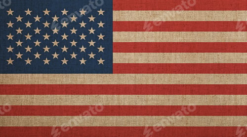 Preview: Old vintage faded American US flag over canvas