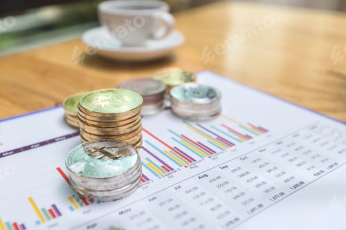 Preview: Cryptocurrency Financial Chart With a Cup of Coffee