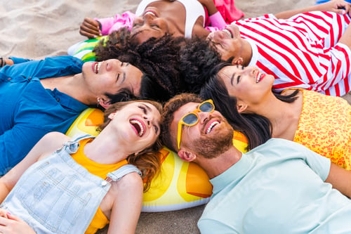 Preview: Group of young best friends bonding outdoors