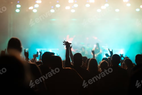 Preview: Crowd at concert and blurred stage lights.