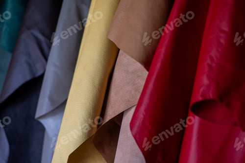 Preview: Genuine leather in different colors close-up