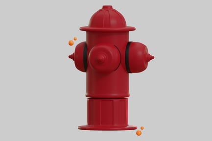 Preview: Red fire hydrant with black band and orange spheres