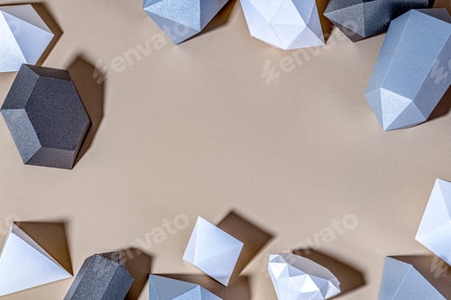 Preview: 3D geometric shapes on a beige background