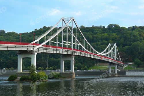 Preview: Beautiful cityscape with modern bridge over river