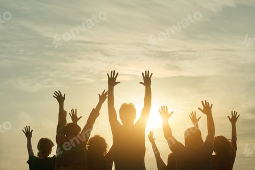 Preview: People silhouette at sunset.