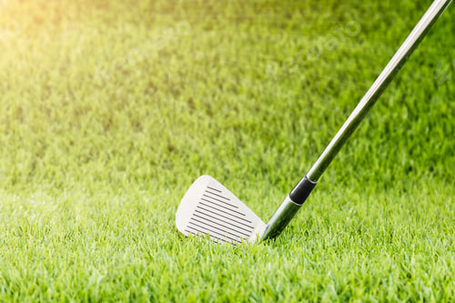 Preview: Golf club on green grass with sunlight