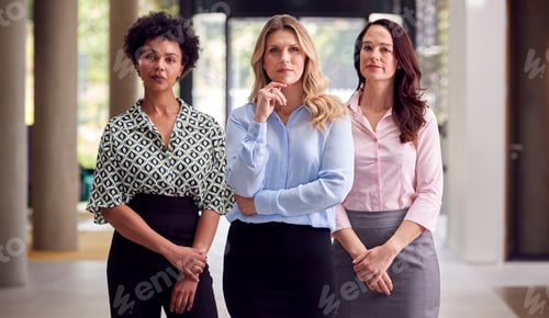 Preview: Portrait Of Multi-Cultural Female Business Team Inside Modern Office Building