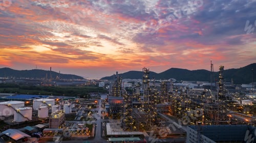 Preview: Crude Oil Refinery Plant Steel Pipe line and Chimney and Cooling tower, Chemical or Petrochemical