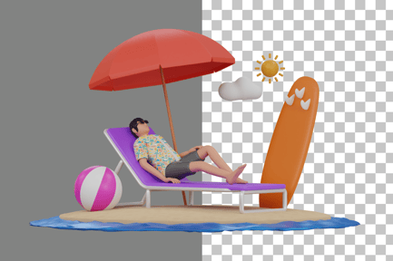 Preview: Enjoying Summer Holiday 3D Illustration