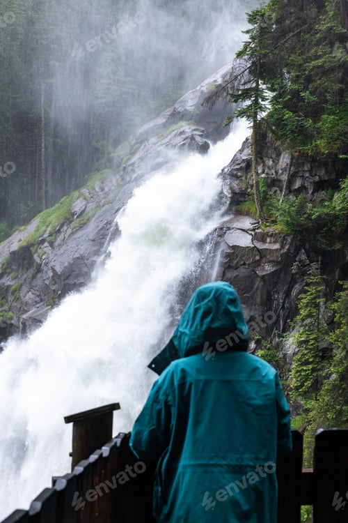 Preview: Hiker Exploring the Trail to Krimml Waterfall in Austria