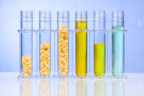 Preview: Ethanol biofuel derived from corn maze with test tubes in laboratory