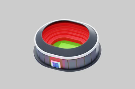 Visualização: Arena de estádio de desenhos animados de baixo poliéster