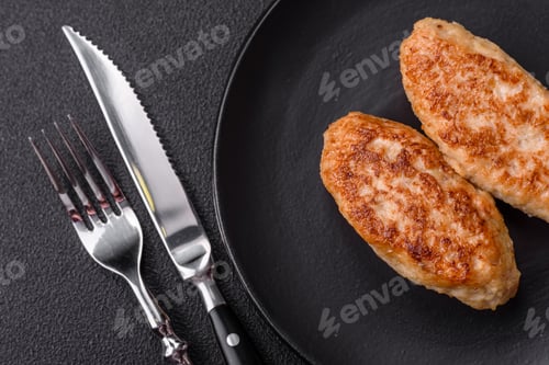 Preview: Delicious fresh fried minced fish cutlets with spices and herbs