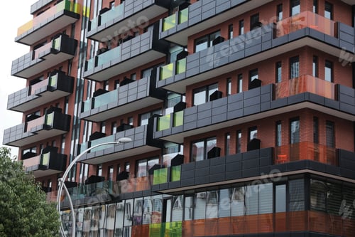 Preview: Exterior of residential building with balconies outdoors