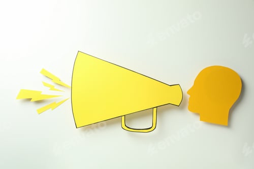 Preview: Concept of important announcement with decorative megaphone