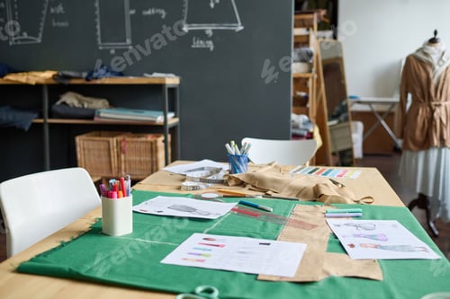 Preview: Atelier with sewing patterns on table