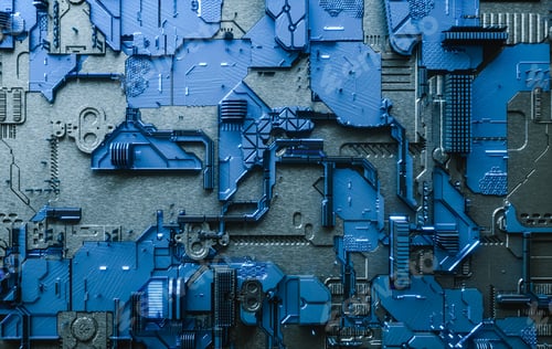 Preview: 3D render. Electronic board. Abstract digital technology background.