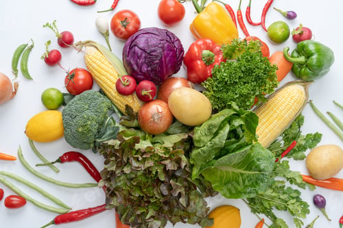 Preview: Variety of fresh vegetables Composition with organic vegetables.