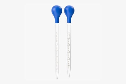 Preview: Graduated Glass Droppers with Blue Rubber Bulbs