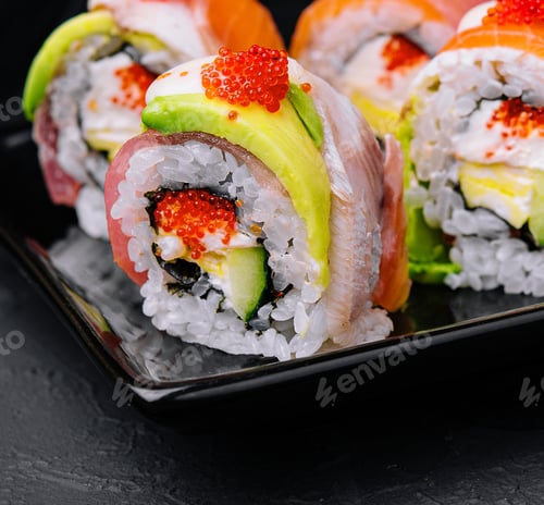 Preview: sushi rolls of red tuna with salmon