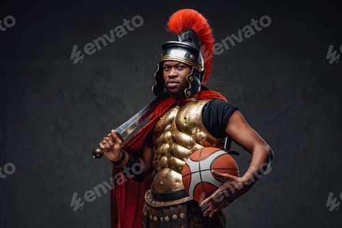 Preview: African legionary holding short sword and basketball