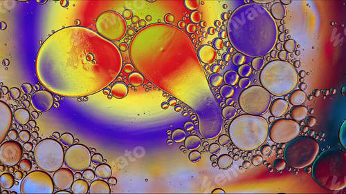 Preview: Abstract Colorful Food Oil Drops Bubbles and spheres Flowing on Water Surface