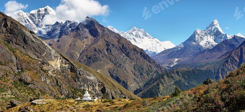 Preview: Nuptse, Everest, Lhotse and Ama Dablan mountain views