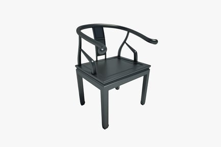 Preview: Black armchair with integrated trays and curved profile