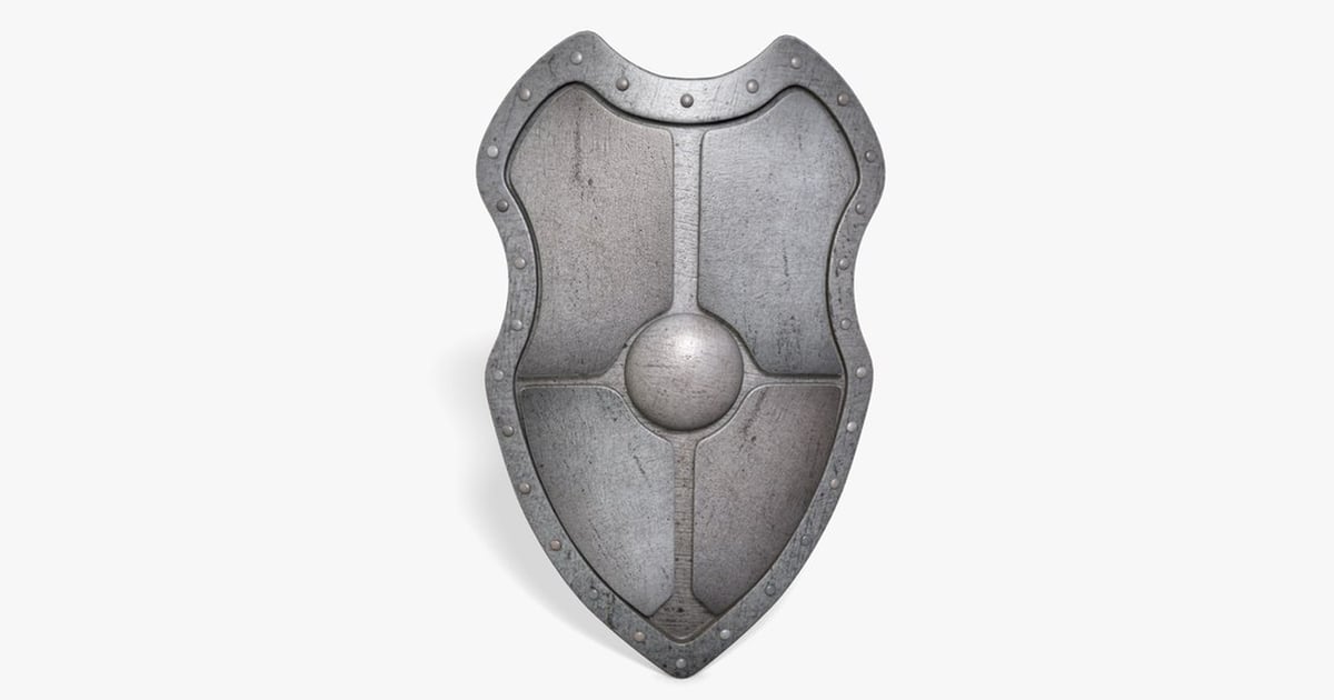 Rectangular metal shield with rivetted oval plate 3D, Incl. divided ...
