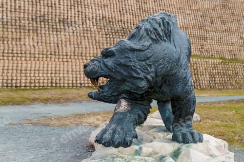 Preview: Statue of Snow Leopard. Hunty-Mansiysk city, Russia - May 3, 2021