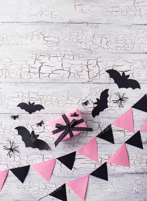 Preview: Pink and black decoration for Halloween