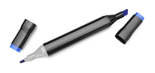Preview: One double sided marker isolated on white, top view