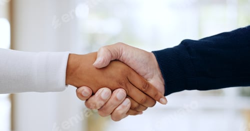 Preview: Handshake, agreement and closeup of business people in office for welcome to a new recruit or partn