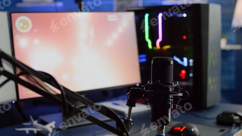 Preview: Game is loading on display of RGB professional powerful computer