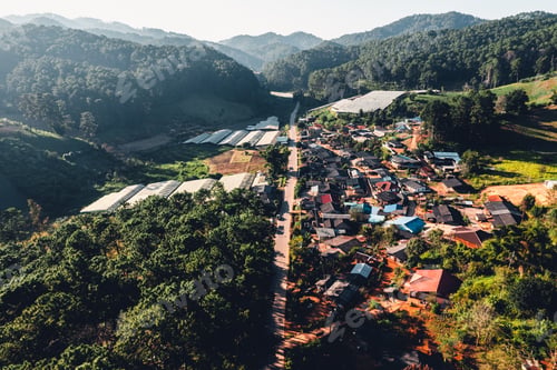 Preview: traveling on winding mountain road,Aerial View Of Winding Road Amidst Trees