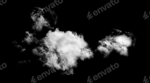 Preview: White Clouds Sky on Black Background,soft fluffy Smoke,Steam,Fog or Haze