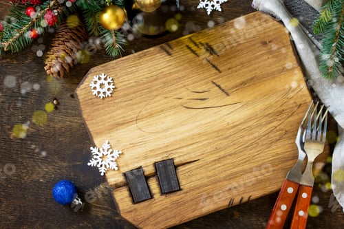 Preview: Christmas background. Preparing for Christmas concept. Top view with copy space.