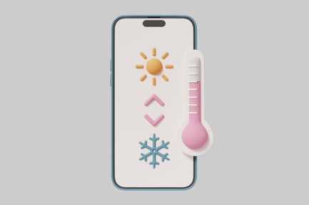 Preview: Smartphone with pastel colors and weather symbols.