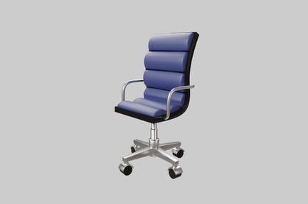 Preview: Leather ribbed office chair blue