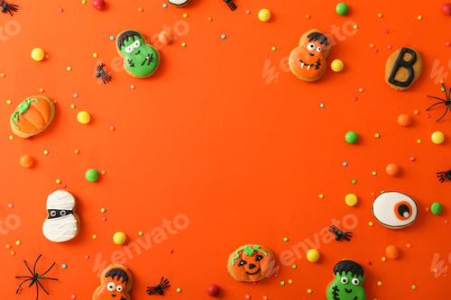 Preview: Concept of Halloween sweets, funny sweets, space for text