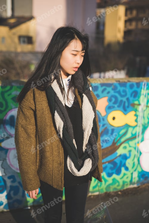 Preview: young beautiful asian hipster woman