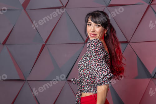 Preview: Beautiful young woman portrait freckles posing attractive brunette
