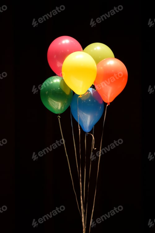 Preview: Colorful Balloons against a Black Background