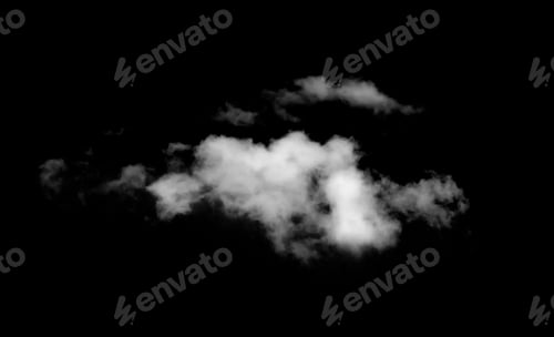 Preview: White Cloud Isolated on Black Background. Good for Atmosphere Creation