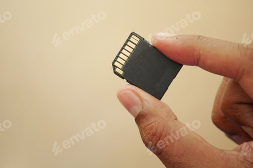 Preview: hand hold SD memory card,