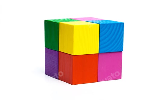 Preview: colored children cubes on white isolated background