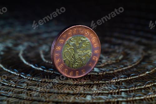 Preview: Beautiful close-up photo of 50 Czech Koruna coin