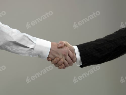 Preview: Business men shaking hands, close-up