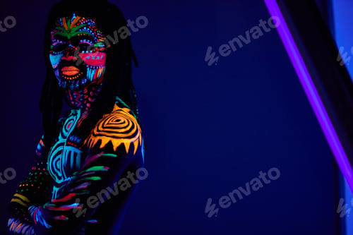 Preview: colorful ethnic fluorescent prints on man's body